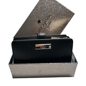 Kate Spade Black Patent Leather Kensie Wallet New in Box